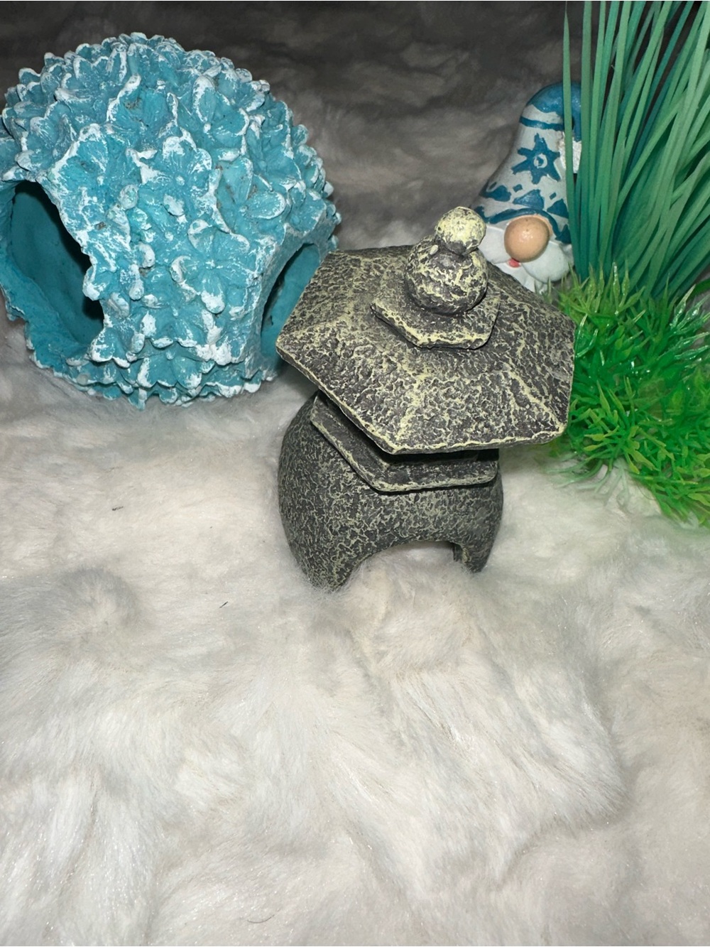 Fish Tank Decor Set- 5pc Gnome, Bubble, Plant Garden Accent, Etc- Essentials - Picture 4 of 4